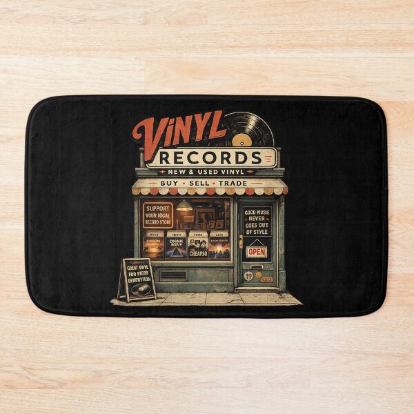 Item preview, Vintage Vinyl Records Store Retro Music Lover Design designed and sold by TheClockOutClub.