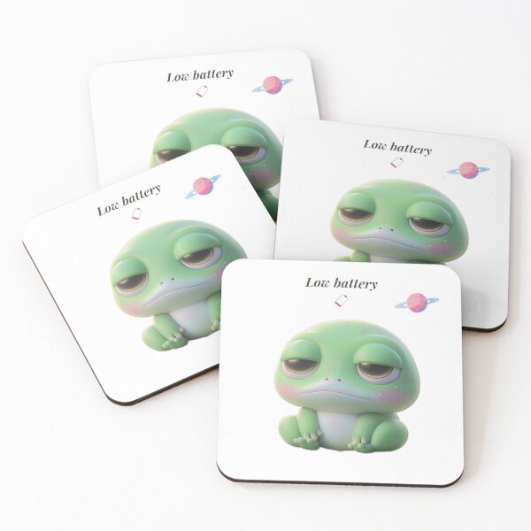 Item preview, Low Battery Frog Funny Tired Frog Meme Cute Exhausted Frog designed and sold by lunadesignsmoon.