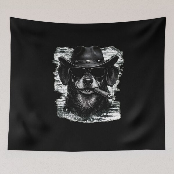 Item preview, Cool Dog Cowboy Smoker Cigar Hat Shades designed and sold by Dmo3HarkoArt.