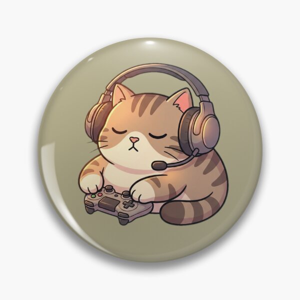 Artikelvorschau, Gamer-Katze mit Headset entworfen und verkauft von ChaosNest.