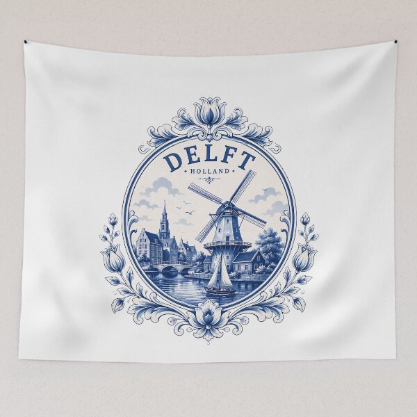 Item preview, Classic Delft Blue Holland Windmill Landscape designed and sold by k3rstman1.