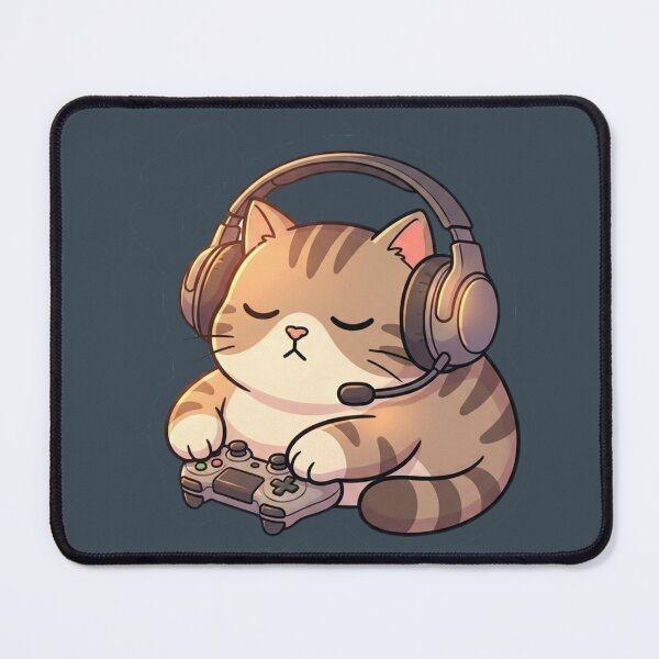 Item preview, Gamer Cat with Headset designed and sold by ChaosNest.