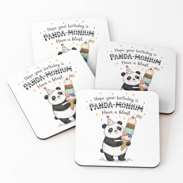 Item preview, Pandamonium Pun Happy Birthday Cute 3D Cartoon Ice Cream Gift designed and sold by LunaPixelStudio.