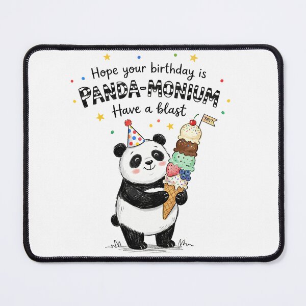 Item preview, Pandamonium Pun Happy Birthday Cute 3D Cartoon Ice Cream Gift designed and sold by LunaPixelStudio.