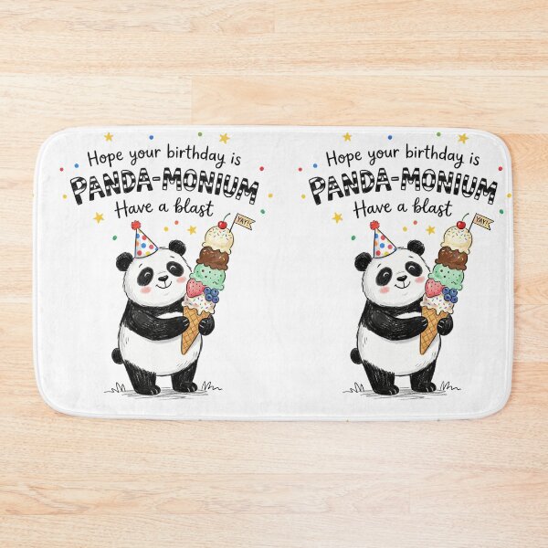 Item preview, Pandamonium Pun Happy Birthday Cute 3D Cartoon Ice Cream Gift designed and sold by LunaPixelStudio.