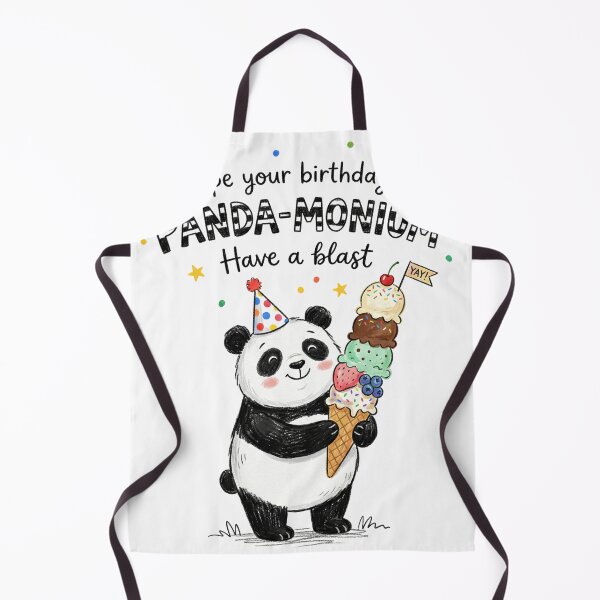 Item preview, Pandamonium Pun Happy Birthday Cute 3D Cartoon Ice Cream Gift designed and sold by LunaPixelStudio.