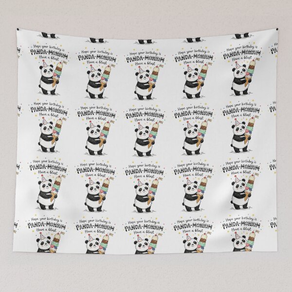 Item preview, Pandamonium Pun Happy Birthday Cute 3D Cartoon Ice Cream Gift designed and sold by LunaPixelStudio.