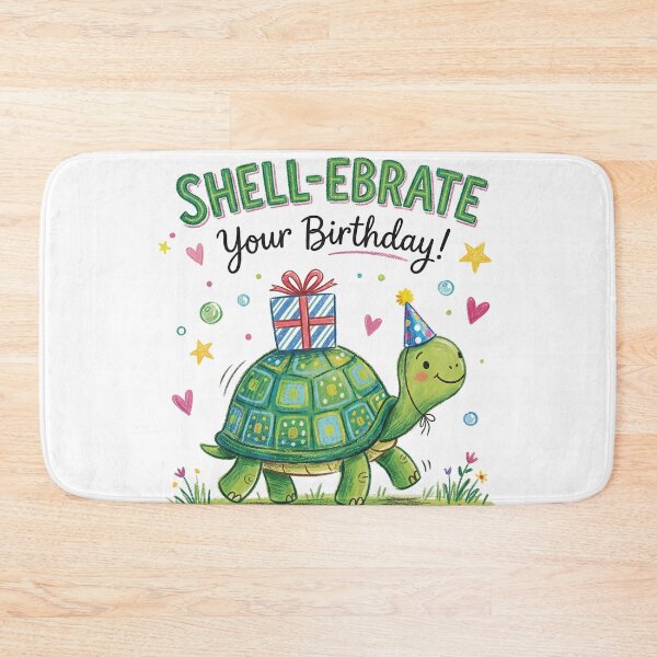 Item preview, Shellebrate Pun Happy Birthday Cute 3D Cartoon Turtle Gift designed and sold by LunaPixelStudio.