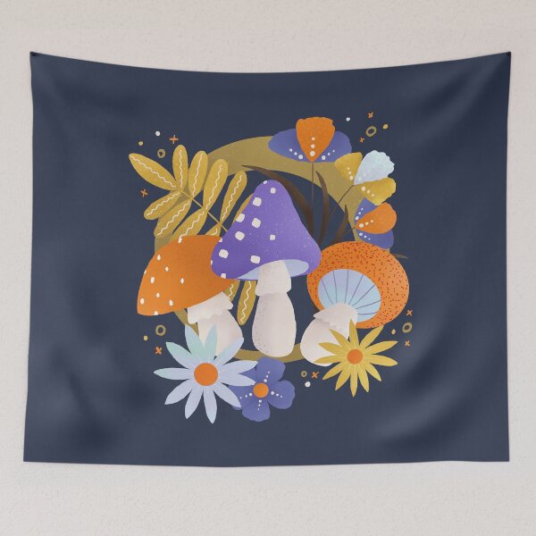 Item preview, Whimsical Midnight Mushroom Garden designed and sold by Home Cyn Home.