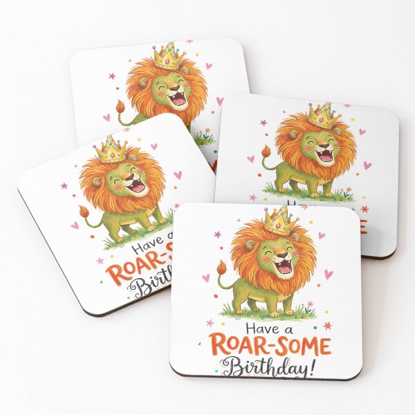 Item preview, Roarsome Pun Happy Birthday Cute 3D Cartoon Safari Lion Gift designed and sold by LunaPixelStudio.