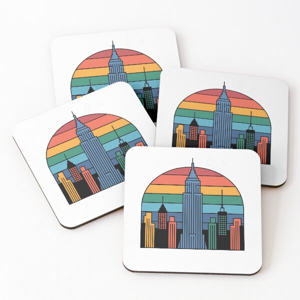 Item preview, New York City Retro Skyline Rainbow Sunset designed and sold by k3rstman1.