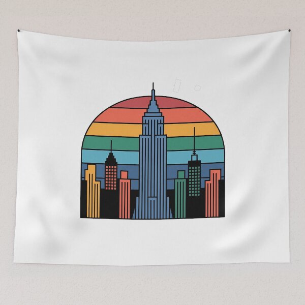 Item preview, New York City Retro Skyline Rainbow Sunset designed and sold by k3rstman1.