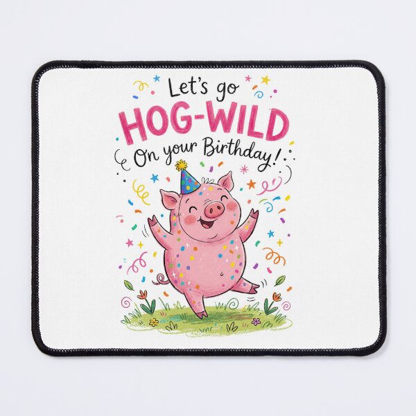 Item preview, Hog Wild Pun Happy Birthday Cute 3D Cartoon Pig Gift designed and sold by LunaPixelStudio.