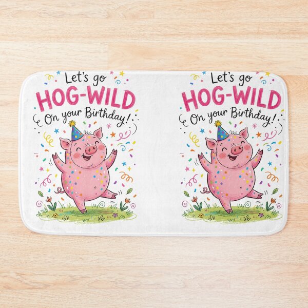 Item preview, Hog Wild Pun Happy Birthday Cute 3D Cartoon Pig Gift designed and sold by LunaPixelStudio.