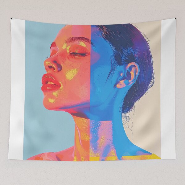 Item preview, Bold Neon woman Portrait with Vibrant Colors designed and sold by BetweenForms.