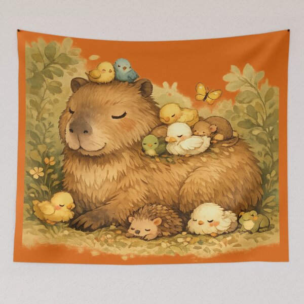 Item preview, Capybara Friends Wholesome Animal Group – Cute Storybook Illustration | Heartwarming Nature Gift designed and sold by irfanshikh.
