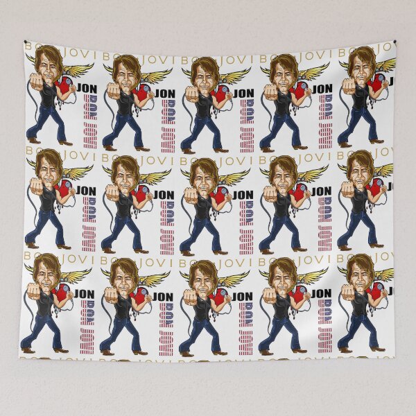 Item preview, Jon Bon Jovi Retro Rock Caricature Heart and Dagger Art designed and sold by shopmamabite.