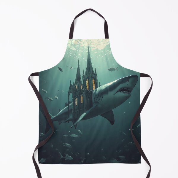 Item preview, Gothic Shark Cathedral - Surreal Underwater Shark with Ancient Church designed and sold by UnRealS.