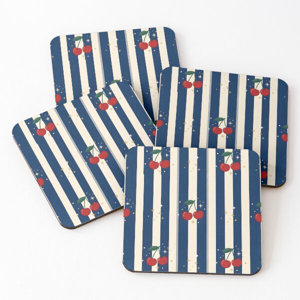 Item preview, Vintage Navy Stripes with Twinkling Cherries Pattern designed and sold by aashcreat.