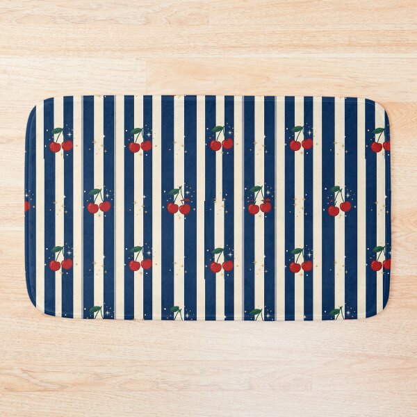 Item preview, Vintage Navy Stripes with Twinkling Cherries Pattern designed and sold by aashcreat.