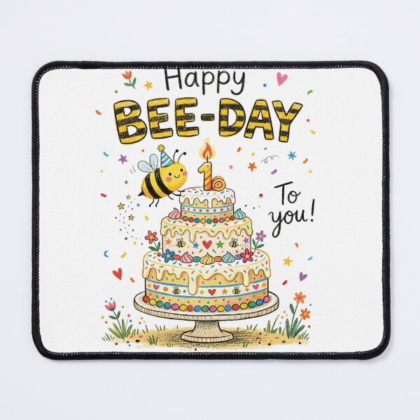 Item preview, Happy Bee Day Pun Cute 3D Cartoon 1st Birthday Cake Gift designed and sold by LunaPixelStudio.
