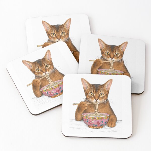 Item preview, Abyssinian Cat Eating Noodles designed and sold by Artistic Philip in Penang.