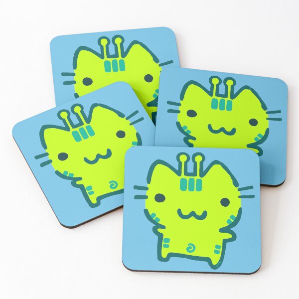 Item preview, Cute Green Alien Cat Doodle designed and sold by PickledjoArt.