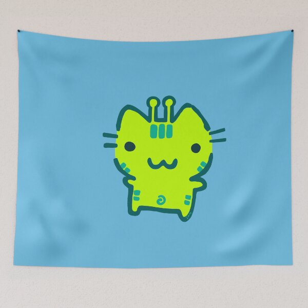 Item preview, Cute Green Alien Cat Doodle designed and sold by PickledjoArt.