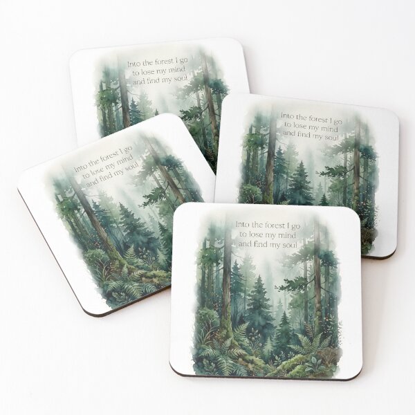 Item preview, Misty forest watercolor quote print botanical nature wall art designed and sold by icemanphotos.