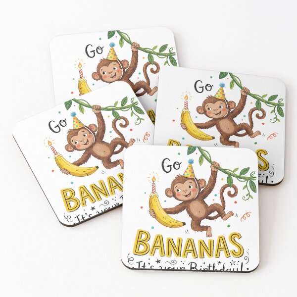 Item preview, Go Bananas Pun Happy Birthday Cute 3D Cartoon Monkey Gift designed and sold by LunaPixelStudio.