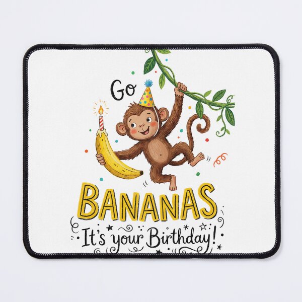Item preview, Go Bananas Pun Happy Birthday Cute 3D Cartoon Monkey Gift designed and sold by LunaPixelStudio.