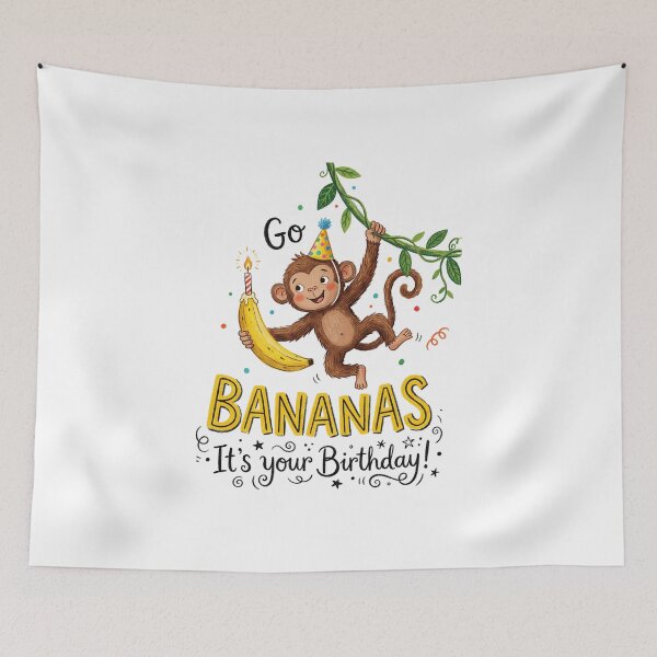 Item preview, Go Bananas Pun Happy Birthday Cute 3D Cartoon Monkey Gift designed and sold by LunaPixelStudio.