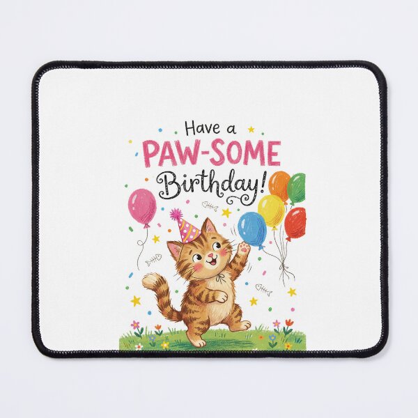 Item preview, Pawsome Pun Happy Birthday Cute 3D Cartoon Kitten Gift designed and sold by LunaPixelStudio.