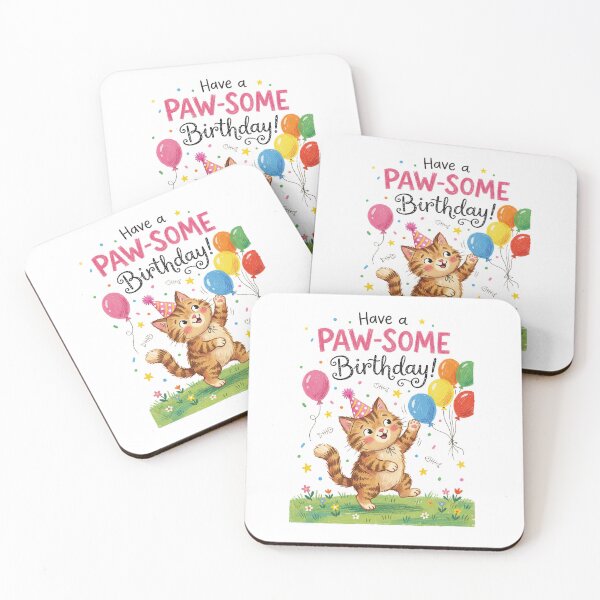 Item preview, Pawsome Pun Happy Birthday Cute 3D Cartoon Kitten Gift designed and sold by LunaPixelStudio.