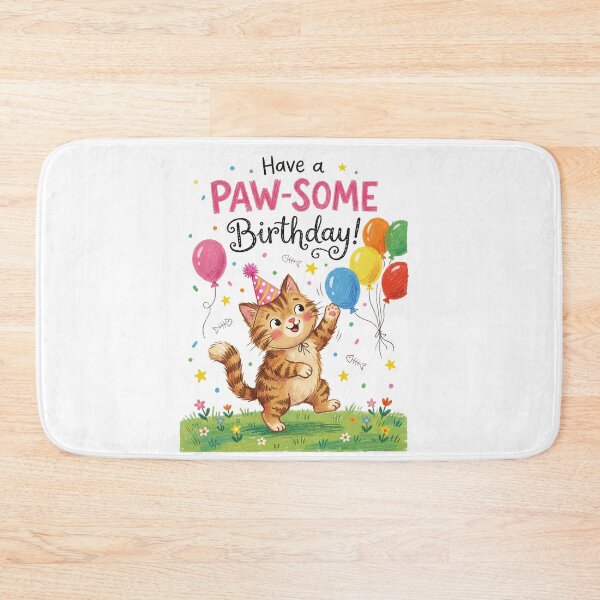 Item preview, Pawsome Pun Happy Birthday Cute 3D Cartoon Kitten Gift designed and sold by LunaPixelStudio.