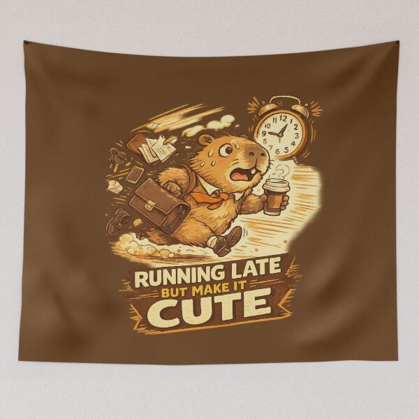 Item preview, Running Late But Make It Cute Capybara – Funny Relatable Chaos Art | Late Person Gift designed and sold by irfanshikh.