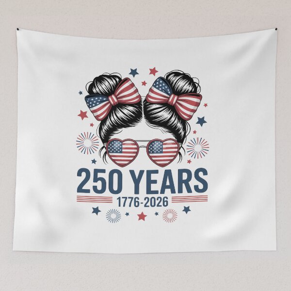 Item preview, USA 250th Anniversary Messy Bun Women Celebrate 1776 2026 designed and sold by TyraYoung.