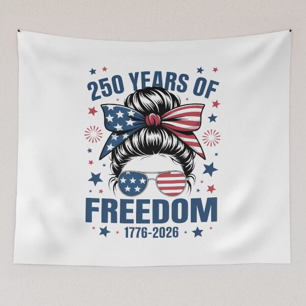 Item preview, USA 250th Anniversary Messy Bun Women Celebrate 1776 2026  designed and sold by TyraYoung.