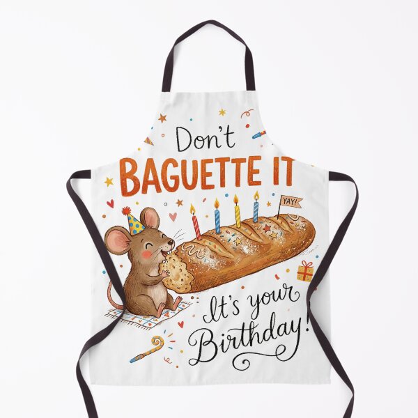 Item preview, Don't Baguette It Pun Happy Birthday Cute 3D Cartoon Mouse Gift designed and sold by LunaPixelStudio.