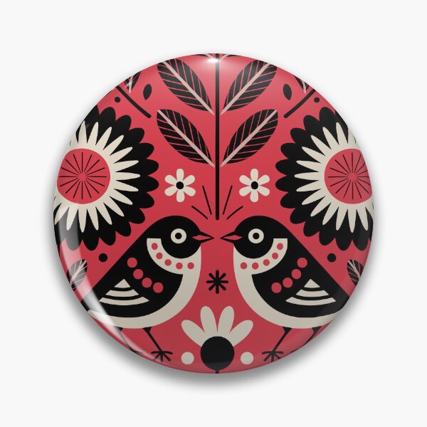 Item preview, Folk art birds and flowers designed and sold by OtterFactory.