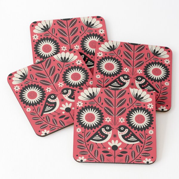 Item preview, Folk art birds and flowers designed and sold by OtterFactory.