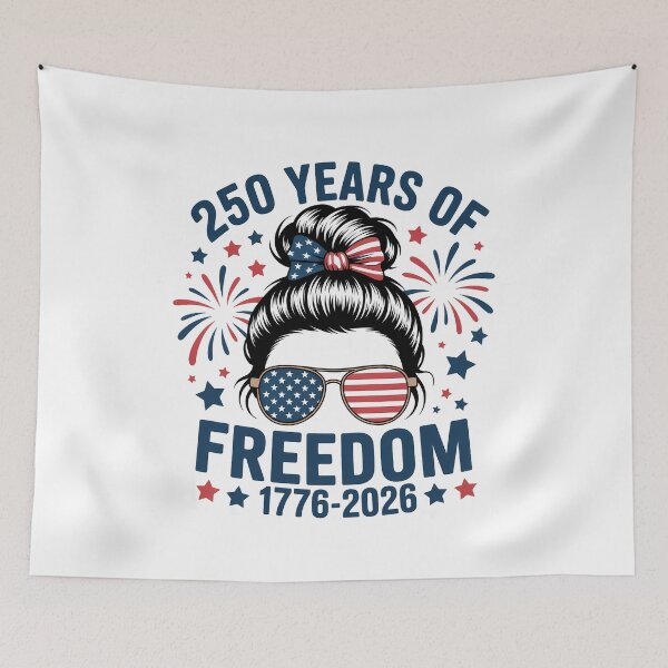 Item preview, USA 250th Anniversary Messy Bun Women Celebrate 1776 2026 designed and sold by TyraYoung.