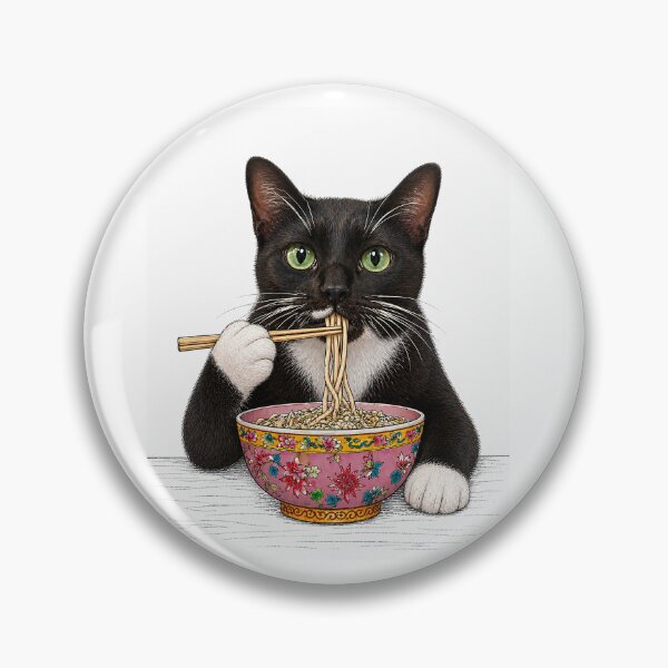 Item preview, Pound - Our Tuxedo Cat Eating Noodles designed and sold by Artistic Philip in Penang.