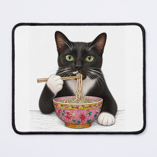 Item preview, Pound - Our Tuxedo Cat Eating Noodles designed and sold by Artistic Philip in Penang.