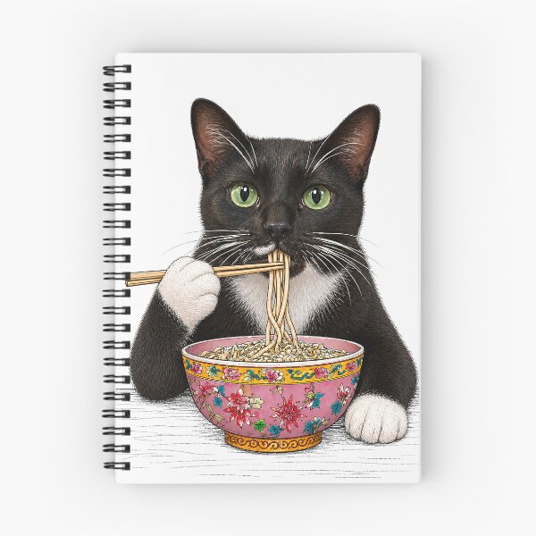 Item preview, Pound - Our Tuxedo Cat Eating Noodles designed and sold by Artistic Philip in Penang.