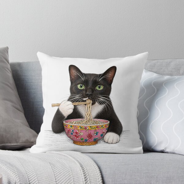 Item preview, Pound - Our Tuxedo Cat Eating Noodles designed and sold by Artistic Philip in Penang.