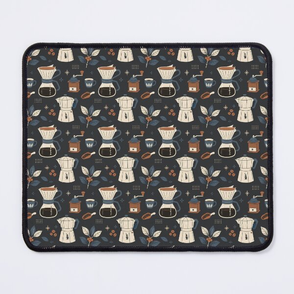 Item preview, Vintage Coffee Brewing Methods Pattern in Midnight Navy designed and sold by 89BLACK.