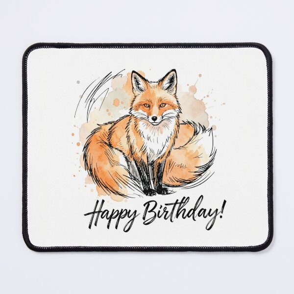 Item preview, Happy Birthday Fox - Cute Watercolor Red Fox Portrait designed and sold by myforestfog.