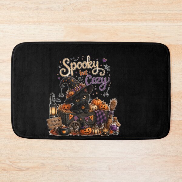Item preview, Spooky but Cozy Black Cat Halloween Pumpkin Fall Design designed and sold by MotylekAnia.
