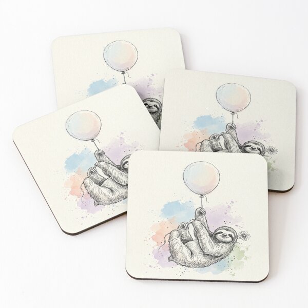 Item preview, Take It Slow Birthday Sloth - Cute Watercolor Sloth with Balloon designed and sold by myforestfog.